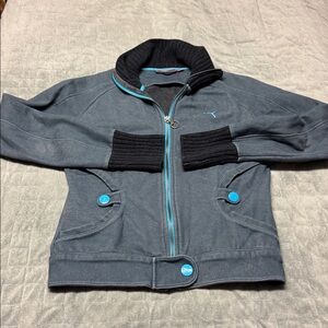 Vintage Puma Track Jacket, Sweater Accents, Blue, Retro, Size S
